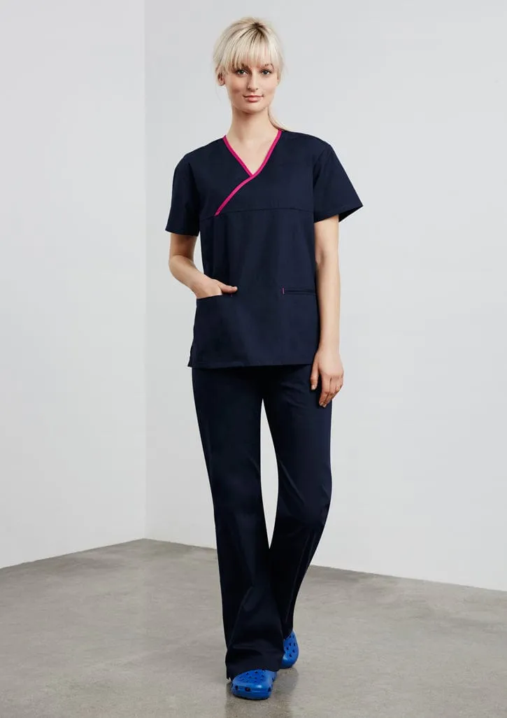 Biz Care Women's Contrast Crossover Scrub Top H10722