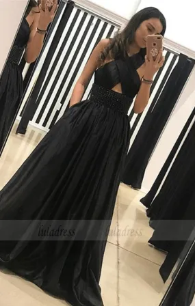 black evening gowns,halter prom dress,long prom gowns,long evening dresses,sexy prom dresses,BD99684