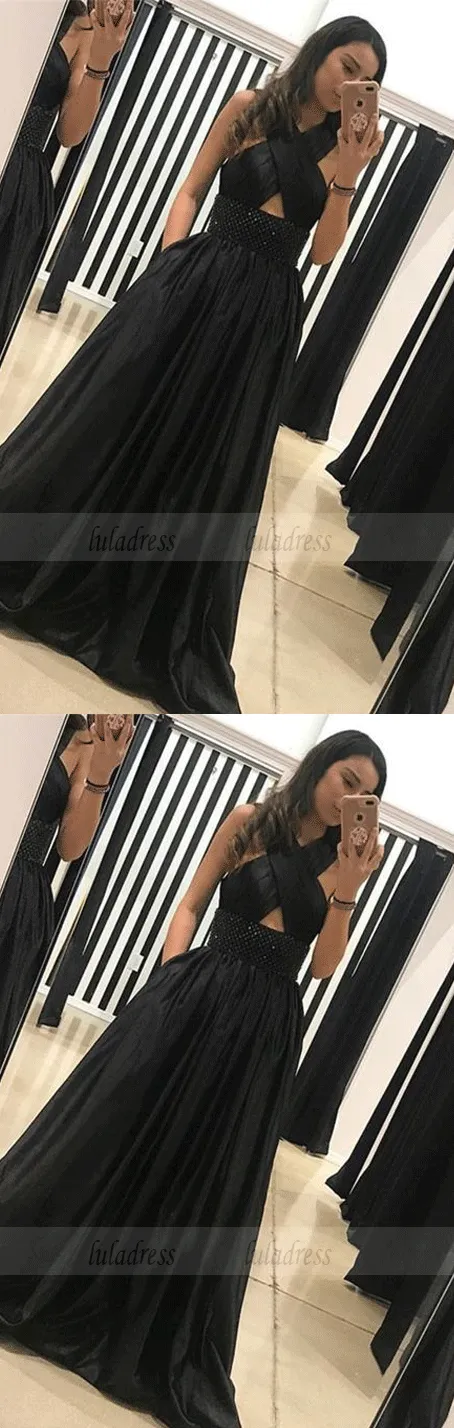 black evening gowns,halter prom dress,long prom gowns,long evening dresses,sexy prom dresses,BD99684