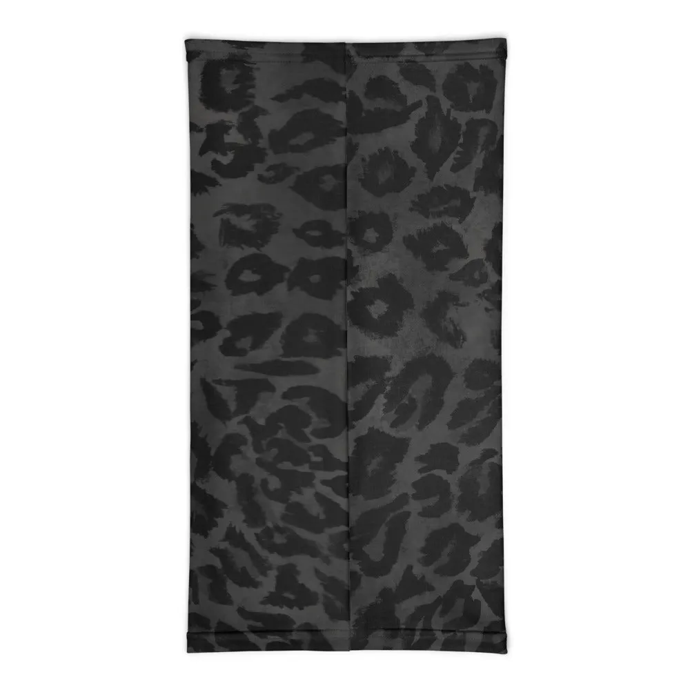 Black Leopard Face Mask Shield, Animal Print Headband Bandana Wristband-Made in USA/EU