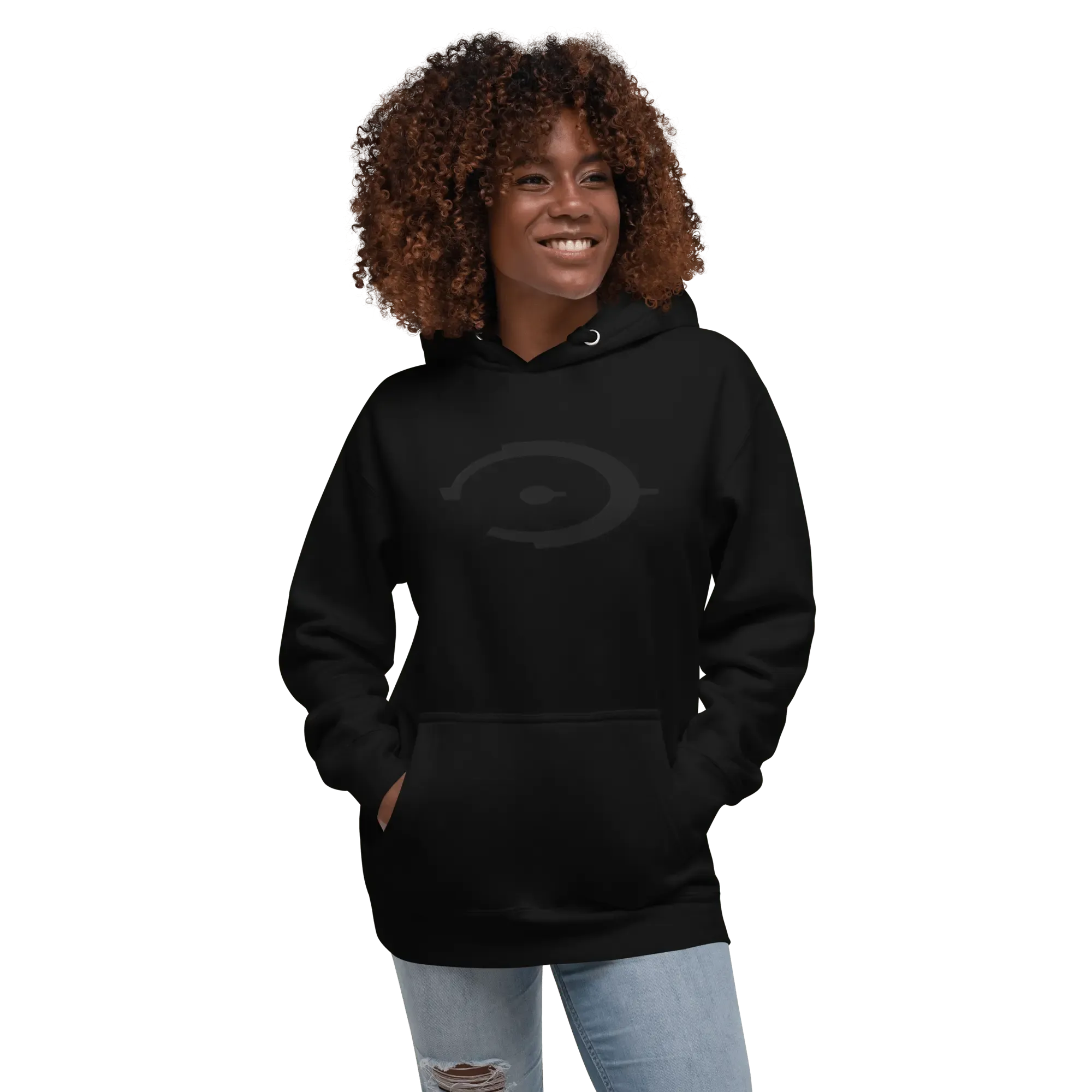 Black on Black Embroidered Logo Unisex Hoodie