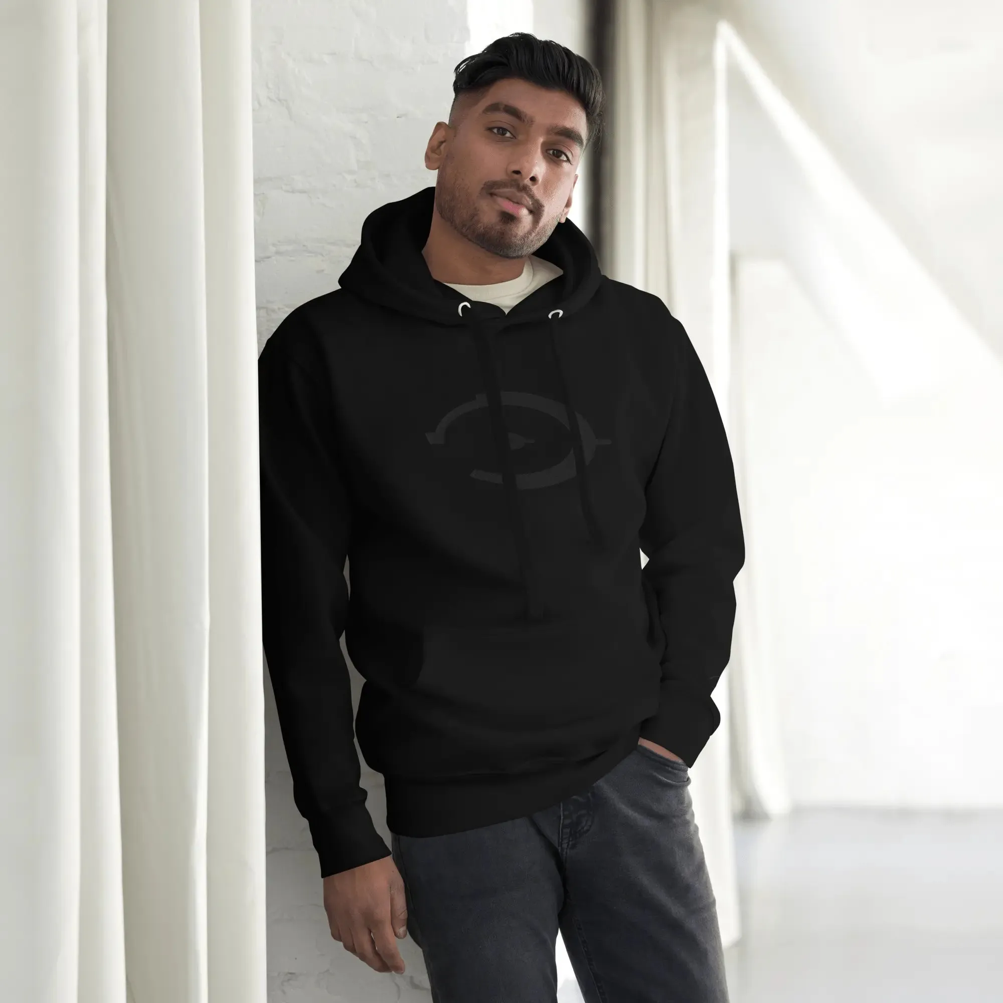 Black on Black Embroidered Logo Unisex Hoodie