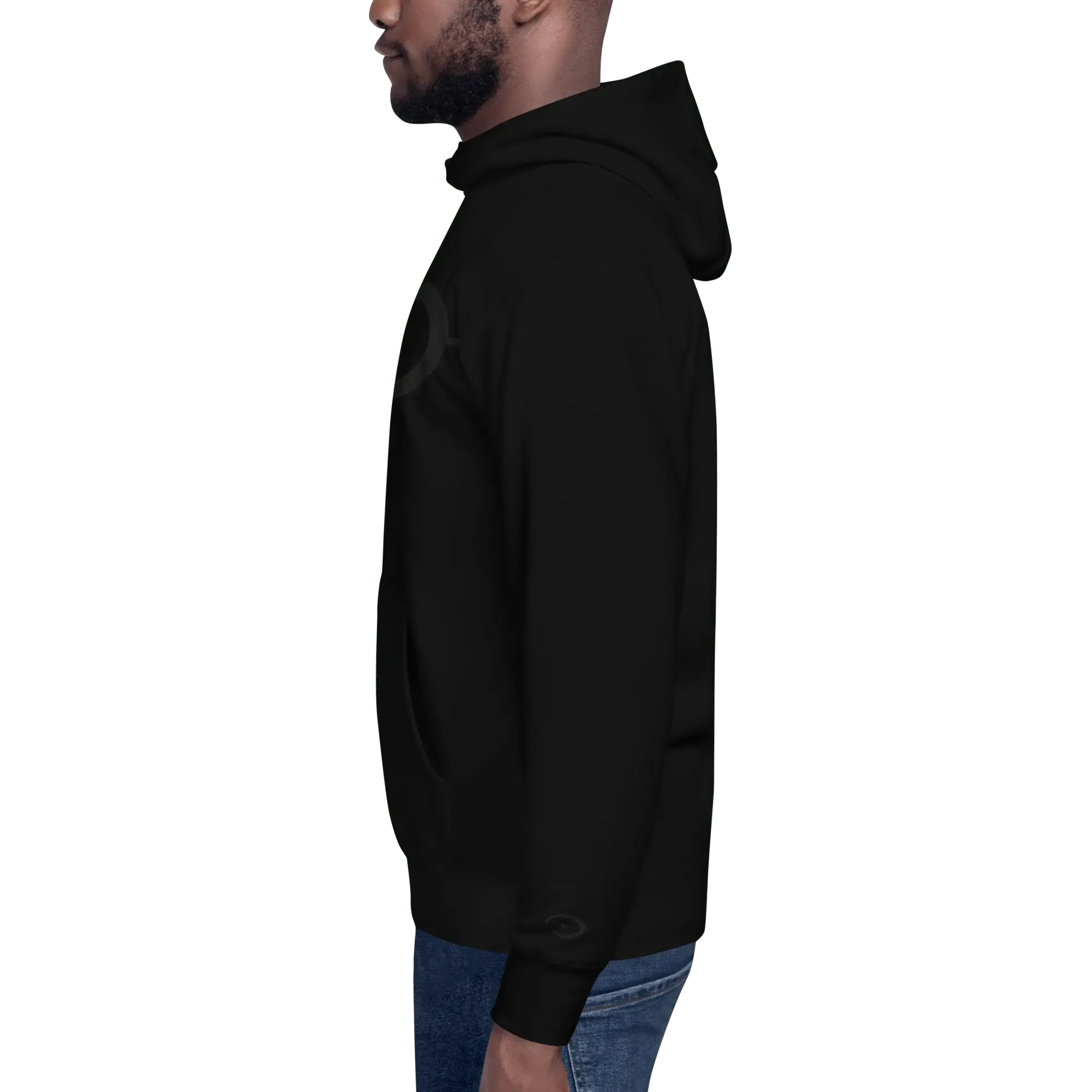 Black on Black Embroidered Logo Unisex Hoodie