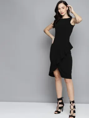 Black One Side Frill Bodycon