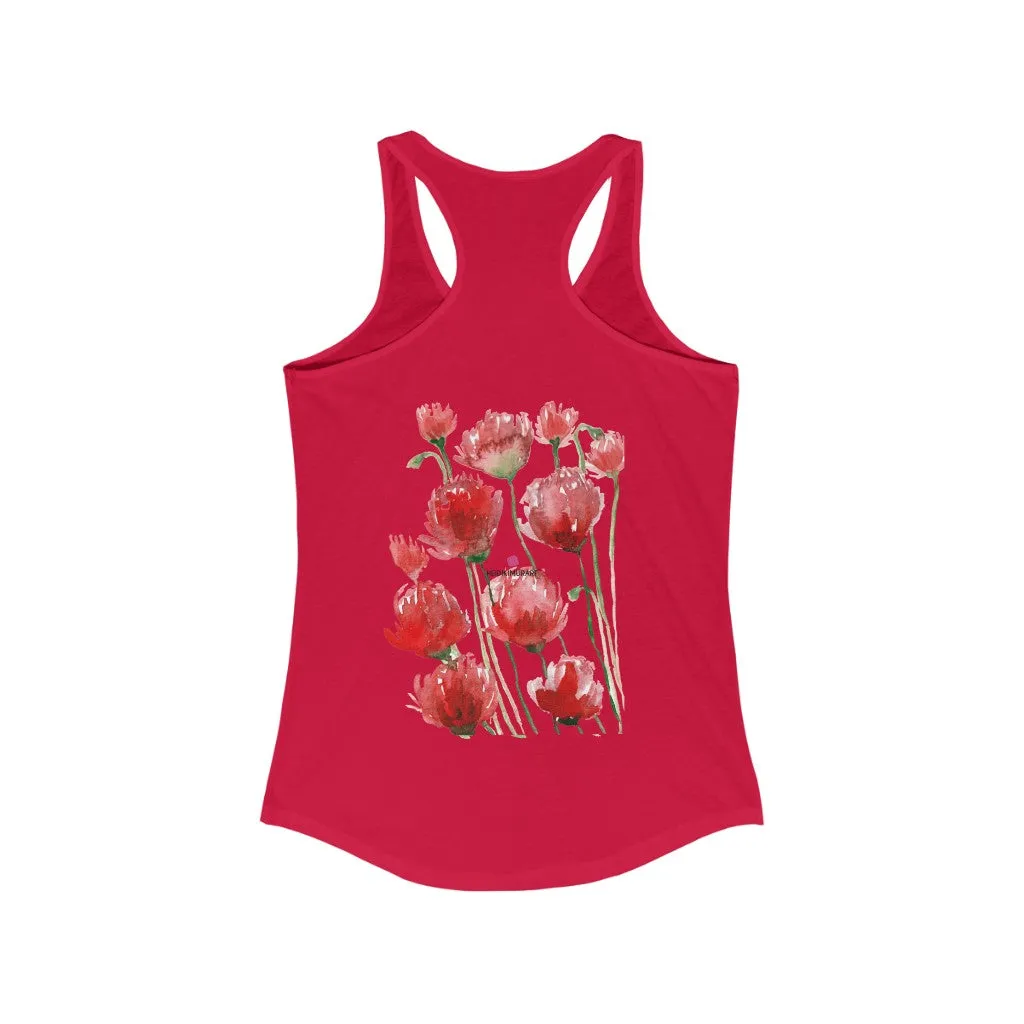 Black Red Poppy Tank Top, Best Women's Ideal Racerback Tank -Made in USA (US Size: XS-2XL)