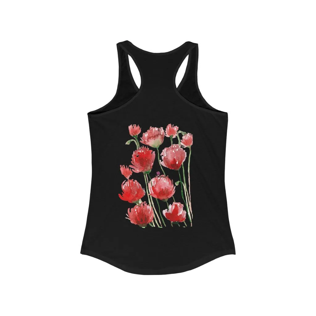 Black Red Poppy Tank Top, Best Women's Ideal Racerback Tank -Made in USA (US Size: XS-2XL)