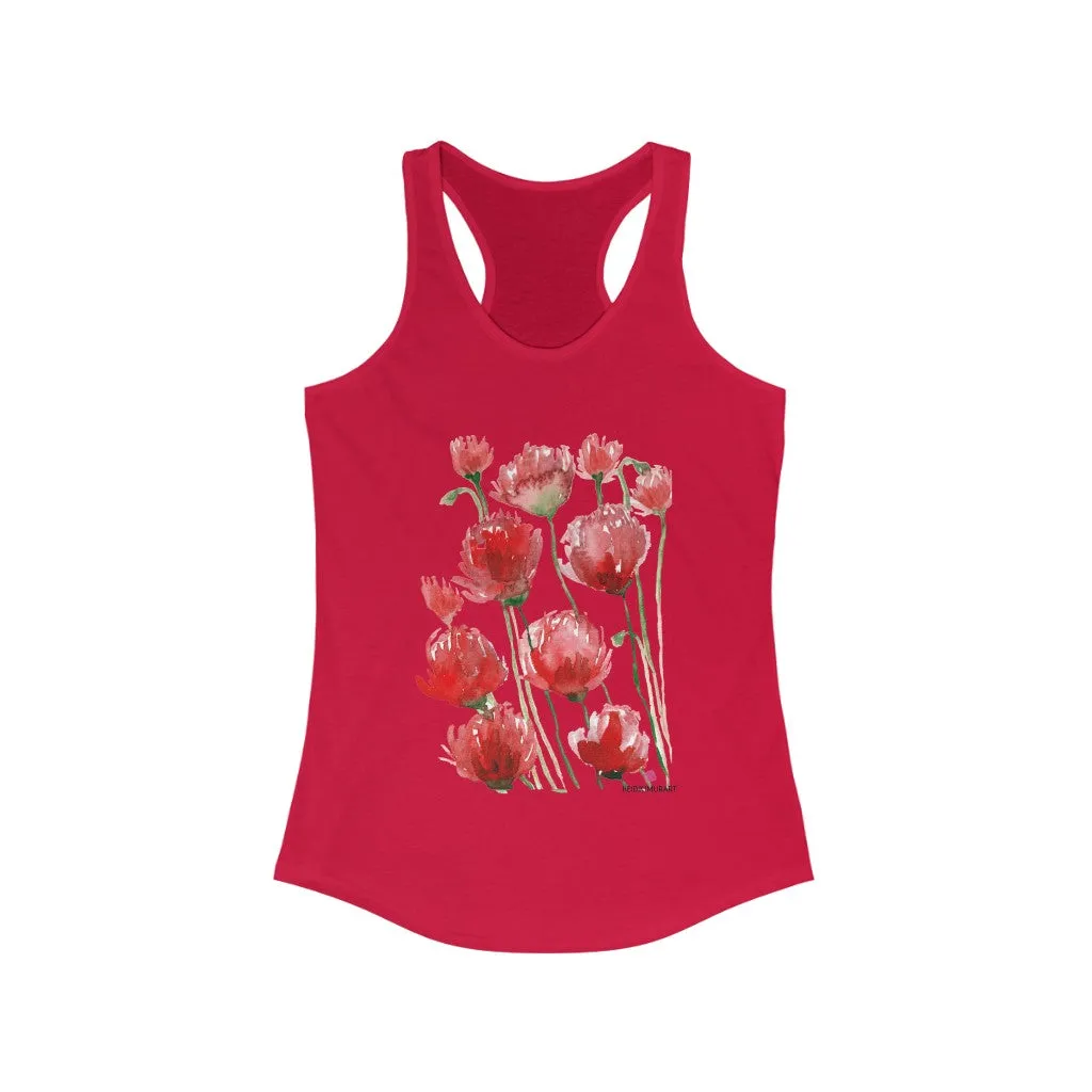 Black Red Poppy Tank Top, Best Women's Ideal Racerback Tank -Made in USA (US Size: XS-2XL)