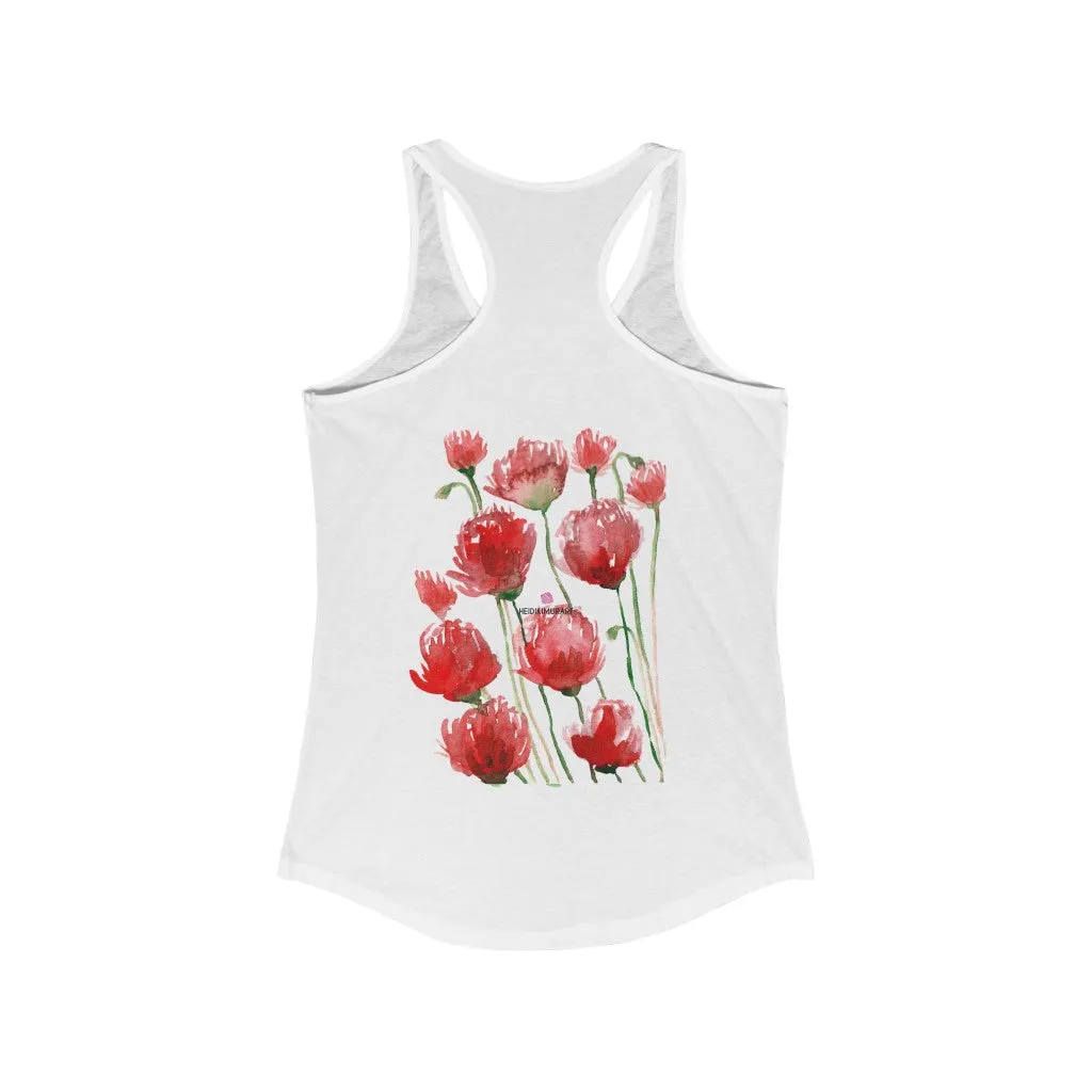 Black Red Poppy Tank Top, Best Women's Ideal Racerback Tank -Made in USA (US Size: XS-2XL)