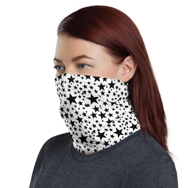 Black Stars Face Mask Cover Shield, Reusable Washable Cool Bandana-Made in USA/EU