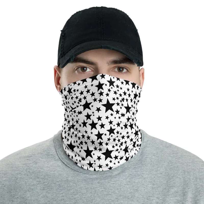 Black Stars Face Mask Cover Shield, Reusable Washable Cool Bandana-Made in USA/EU