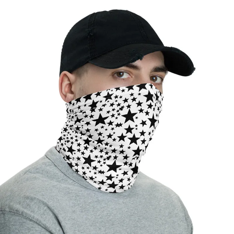 Black Stars Face Mask Cover Shield, Reusable Washable Cool Bandana-Made in USA/EU