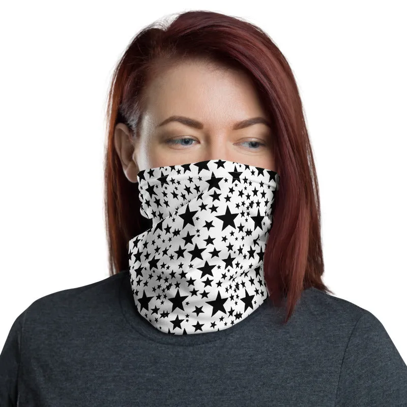 Black Stars Face Mask Cover Shield, Reusable Washable Cool Bandana-Made in USA/EU