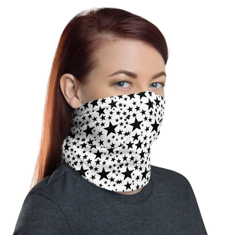 Black Stars Face Mask Cover Shield, Reusable Washable Cool Bandana-Made in USA/EU