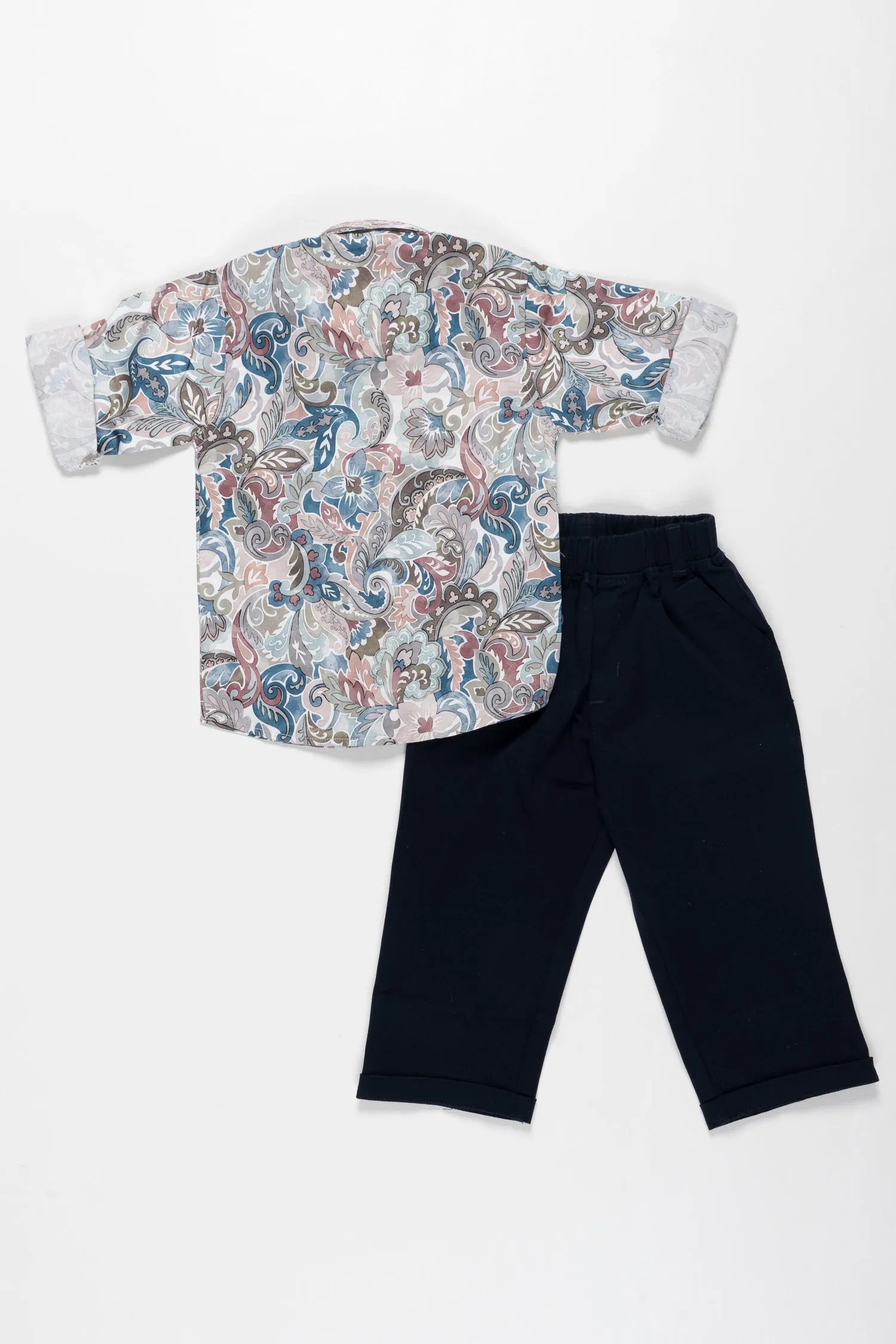 Boys Elegant Floral Dress Shirt and Pant Set for Smart Casual Occasions