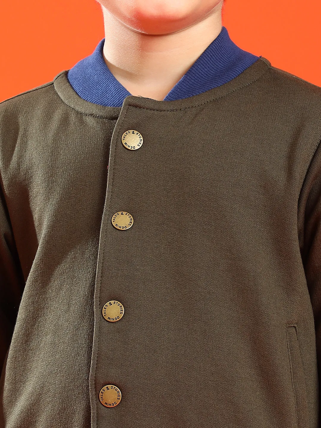 Boys Olive Lycra Solid Sweatshirt