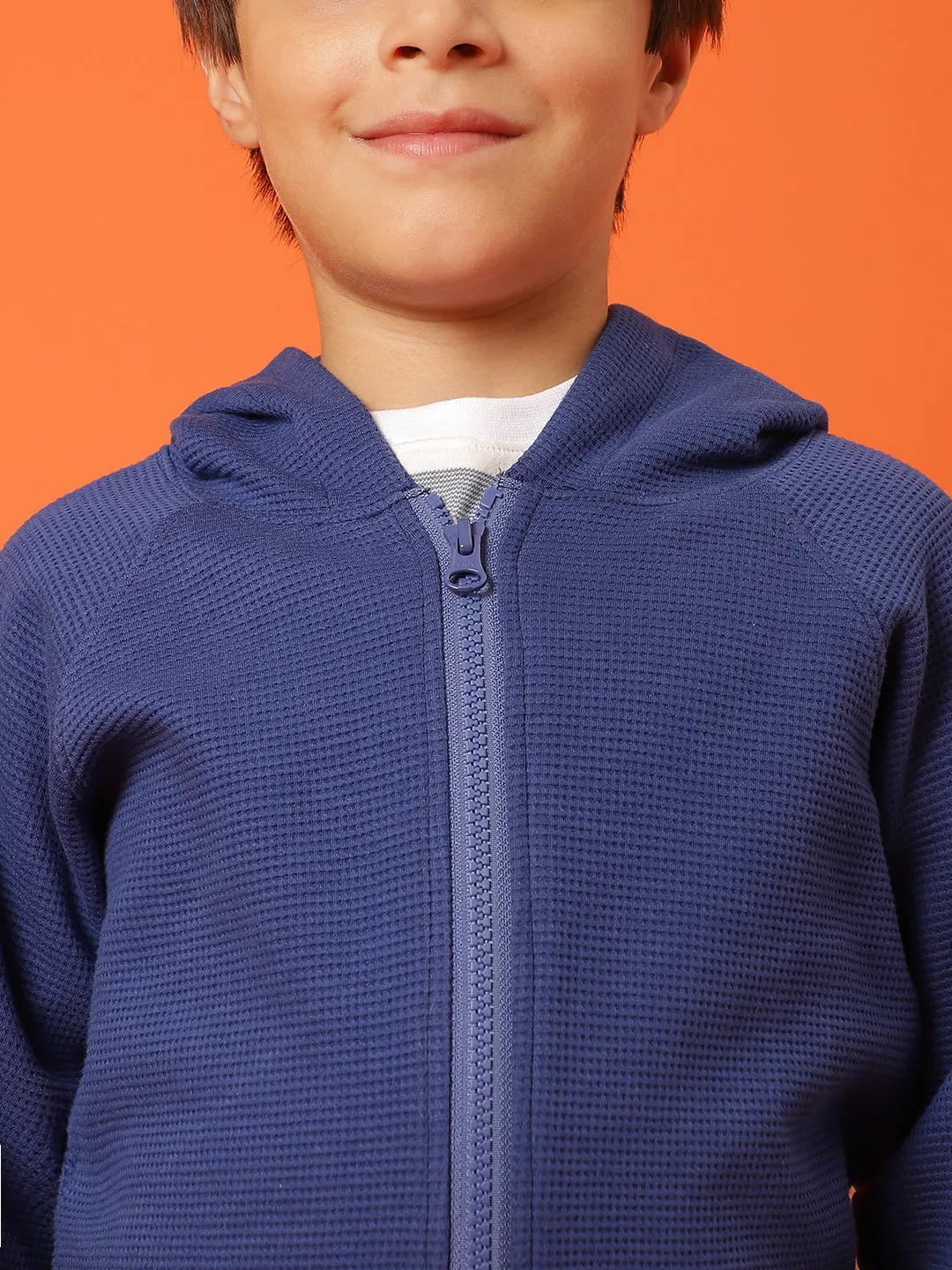 Boys Royal Blue Lycra Solid Sweatshirt