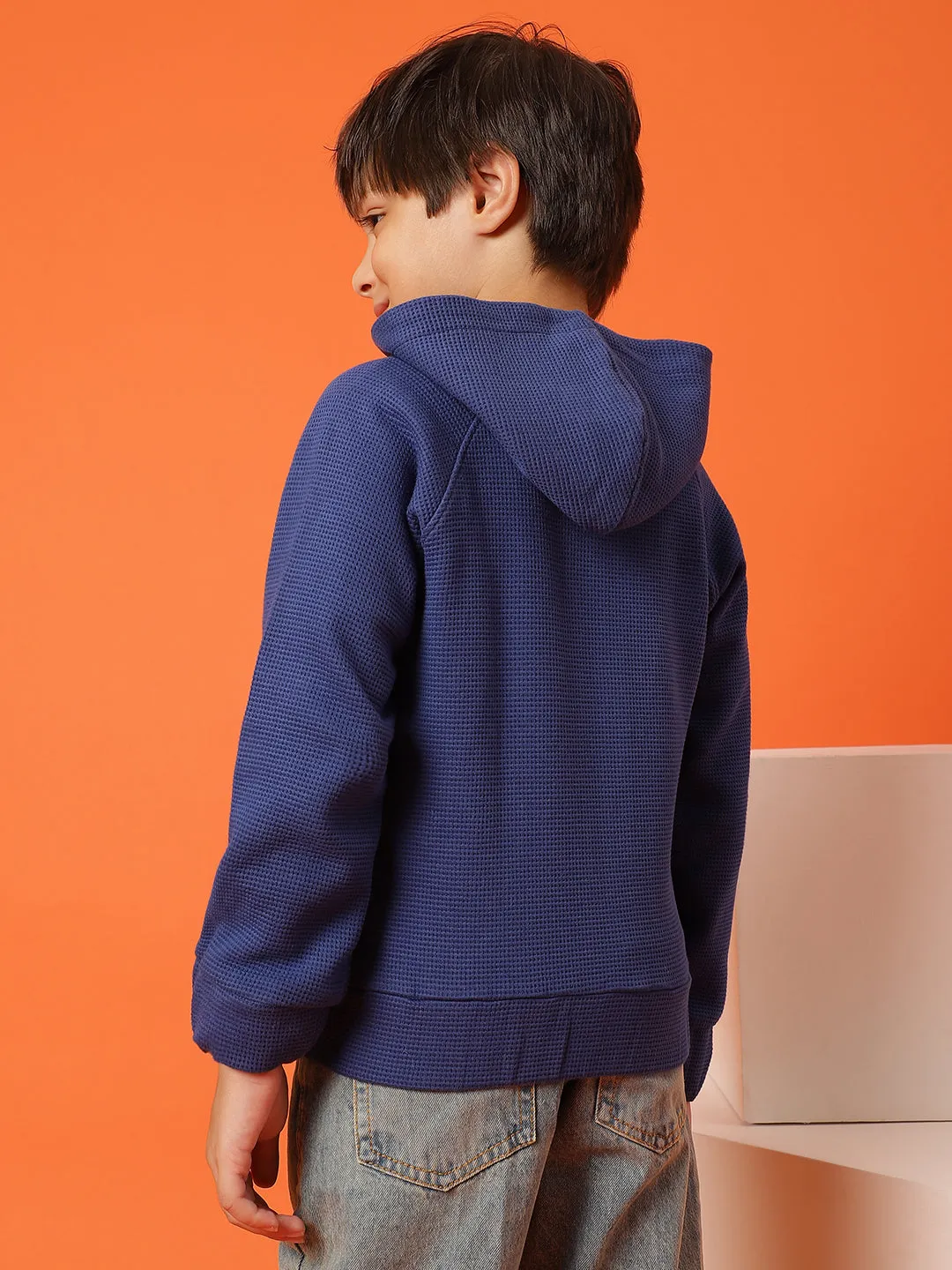 Boys Royal Blue Lycra Solid Sweatshirt