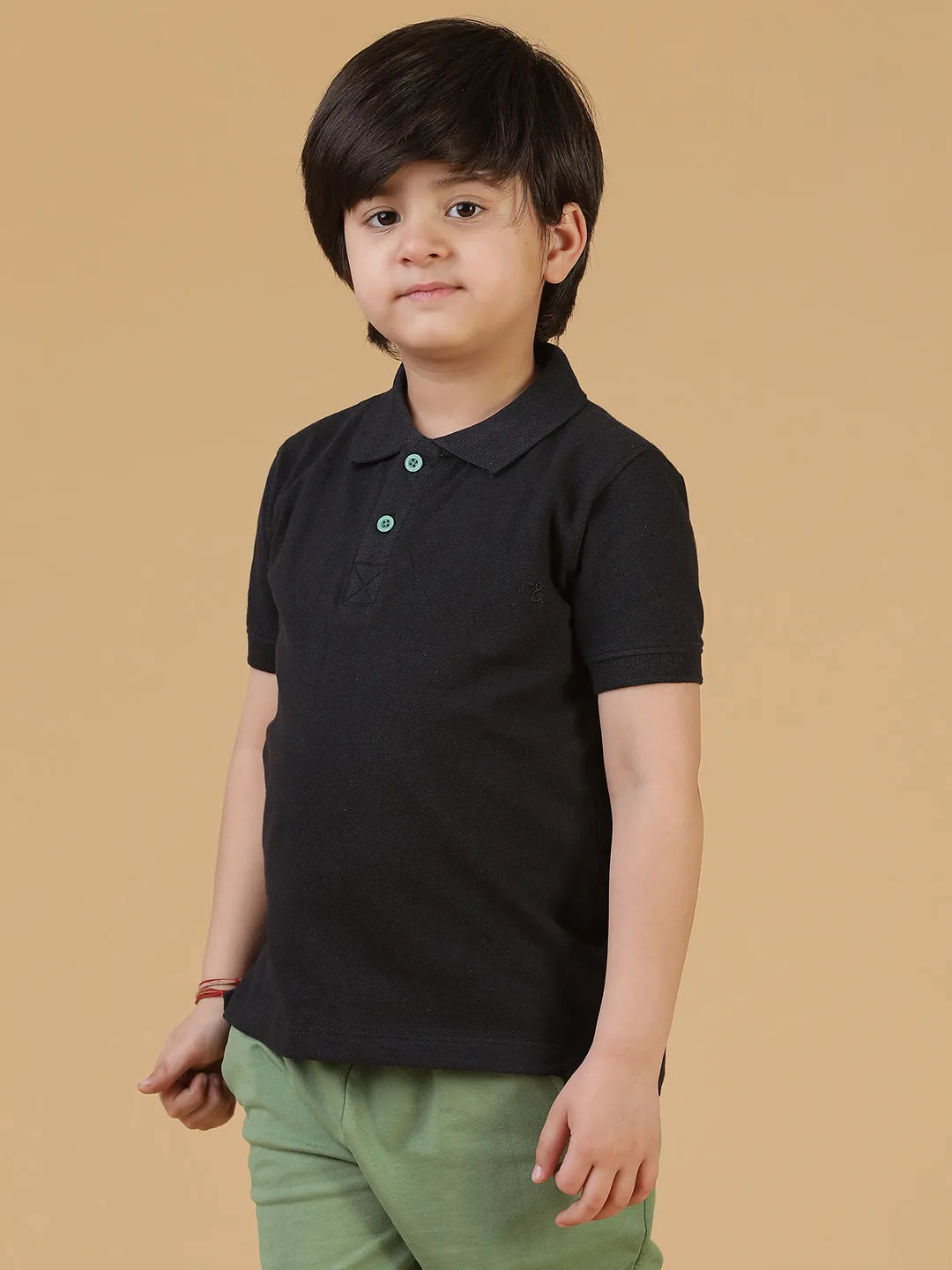 Boys Solid Blue Polo T-Shirt