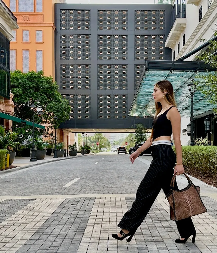 Brown Structured Tote Bag