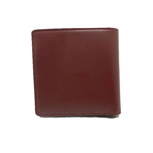 CARTIER Bifold Wallet leather wine-red Compact wallet with coin pocket Women Used Authentic