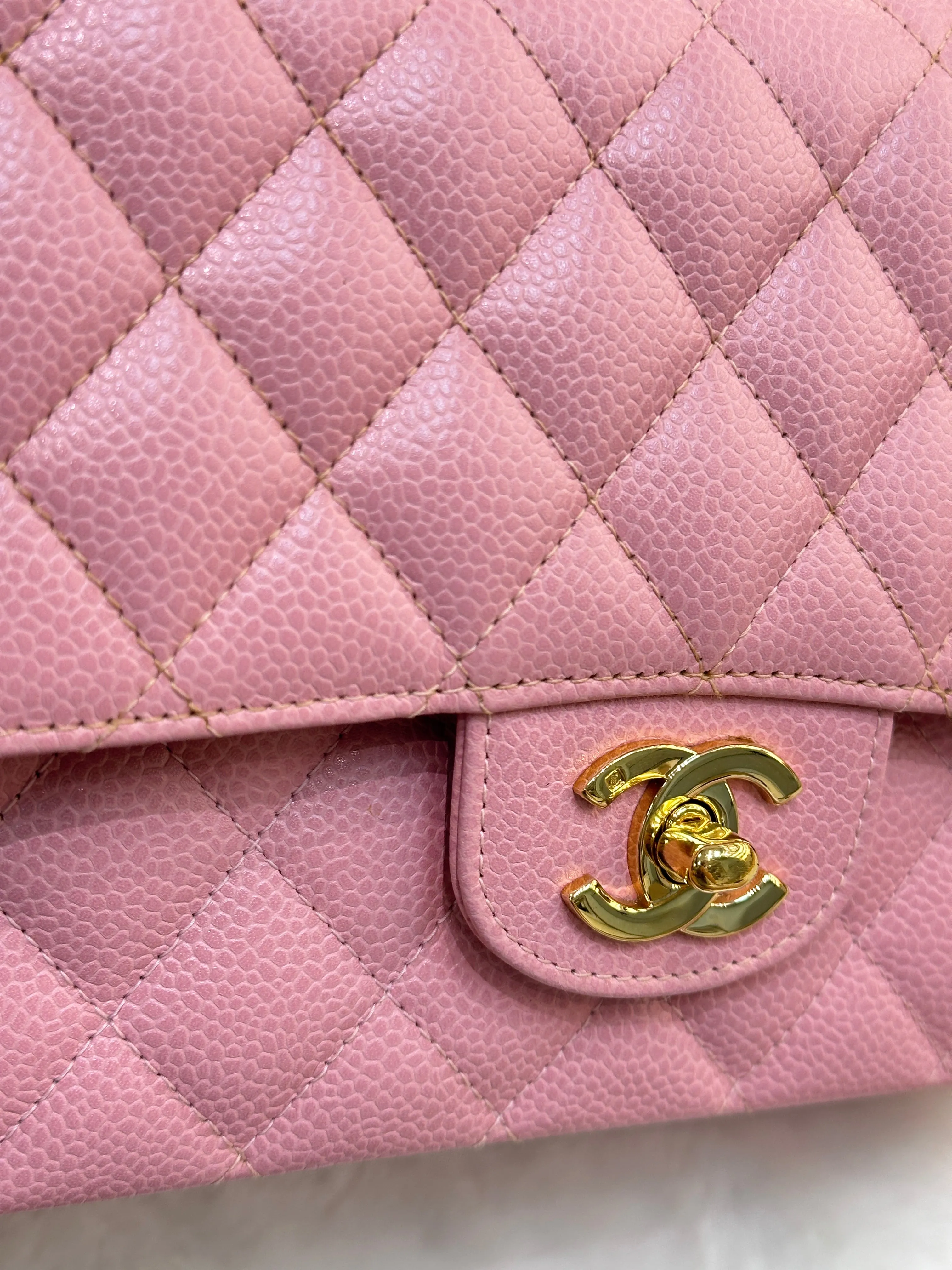 Chanel Medium Vintage Sakura Pink Caviar Classic Double Flap Bag 24K GHW