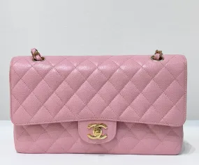 Chanel Medium Vintage Sakura Pink Caviar Classic Double Flap Bag 24K GHW