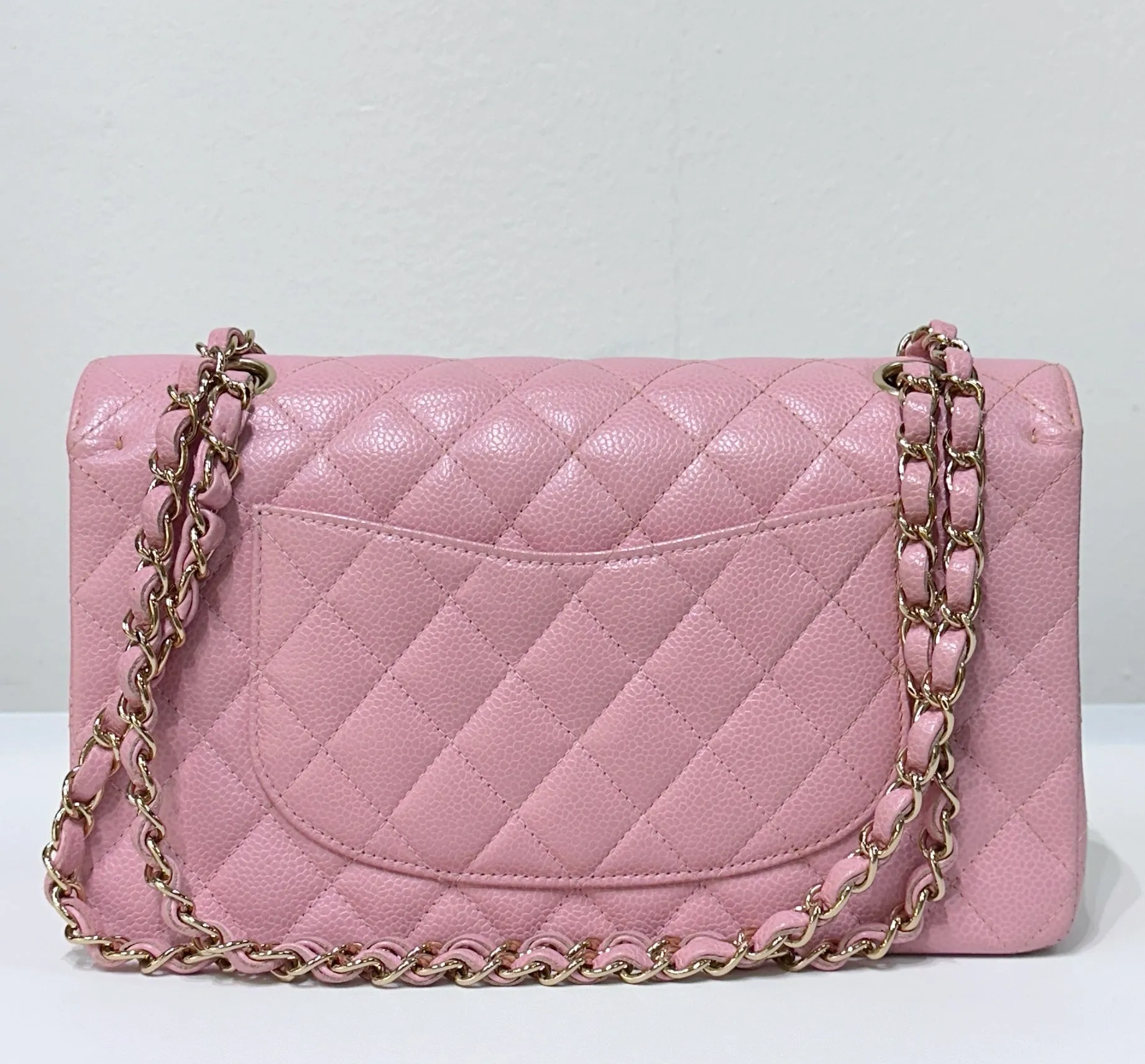 Chanel Medium Vintage Sakura Pink Caviar Classic Double Flap Bag 24K GHW