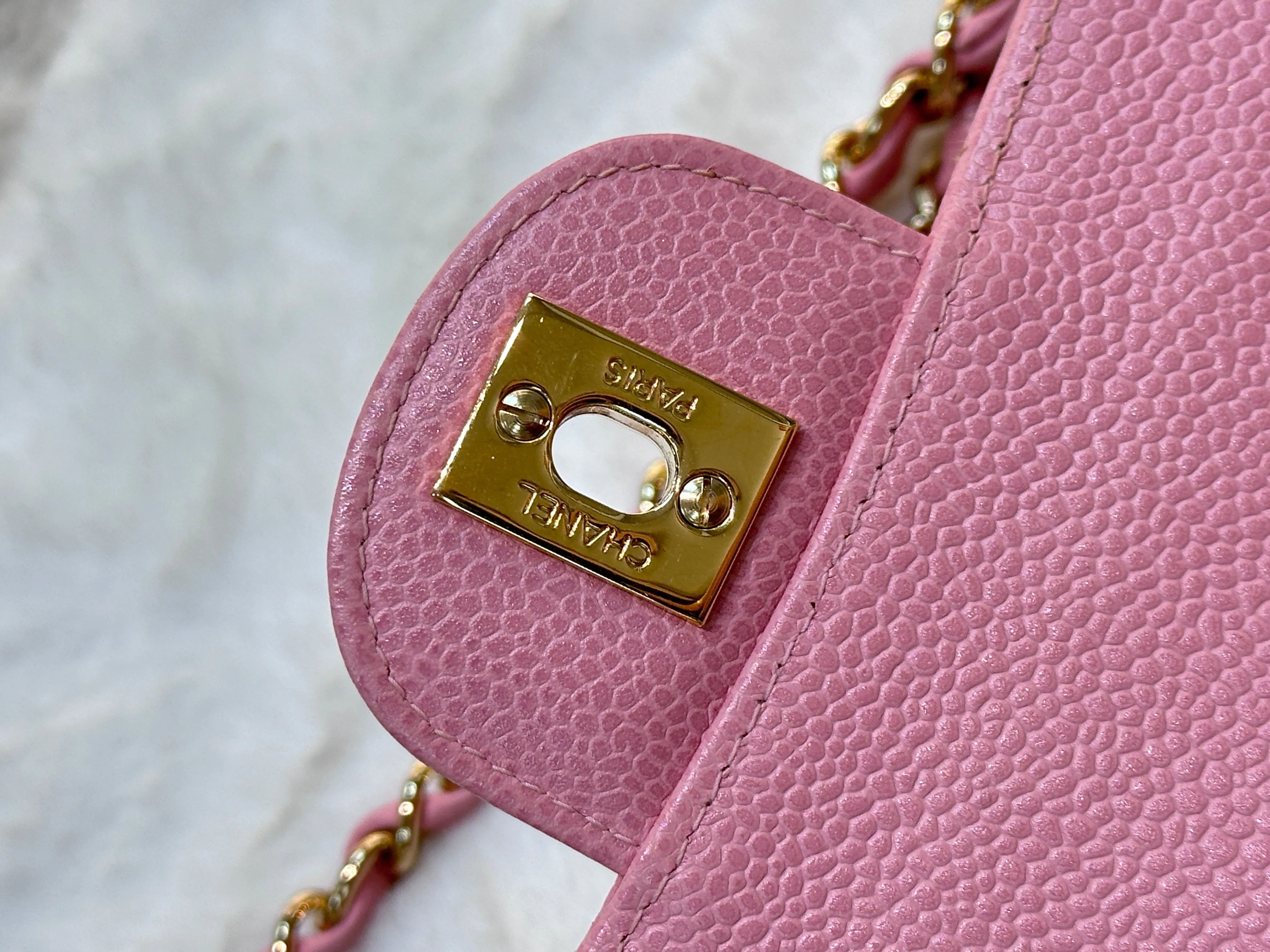 Chanel Medium Vintage Sakura Pink Caviar Classic Double Flap Bag 24K GHW