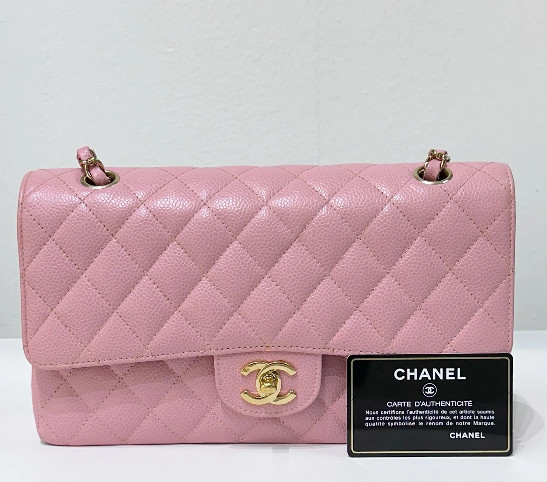 Chanel Medium Vintage Sakura Pink Caviar Classic Double Flap Bag 24K GHW