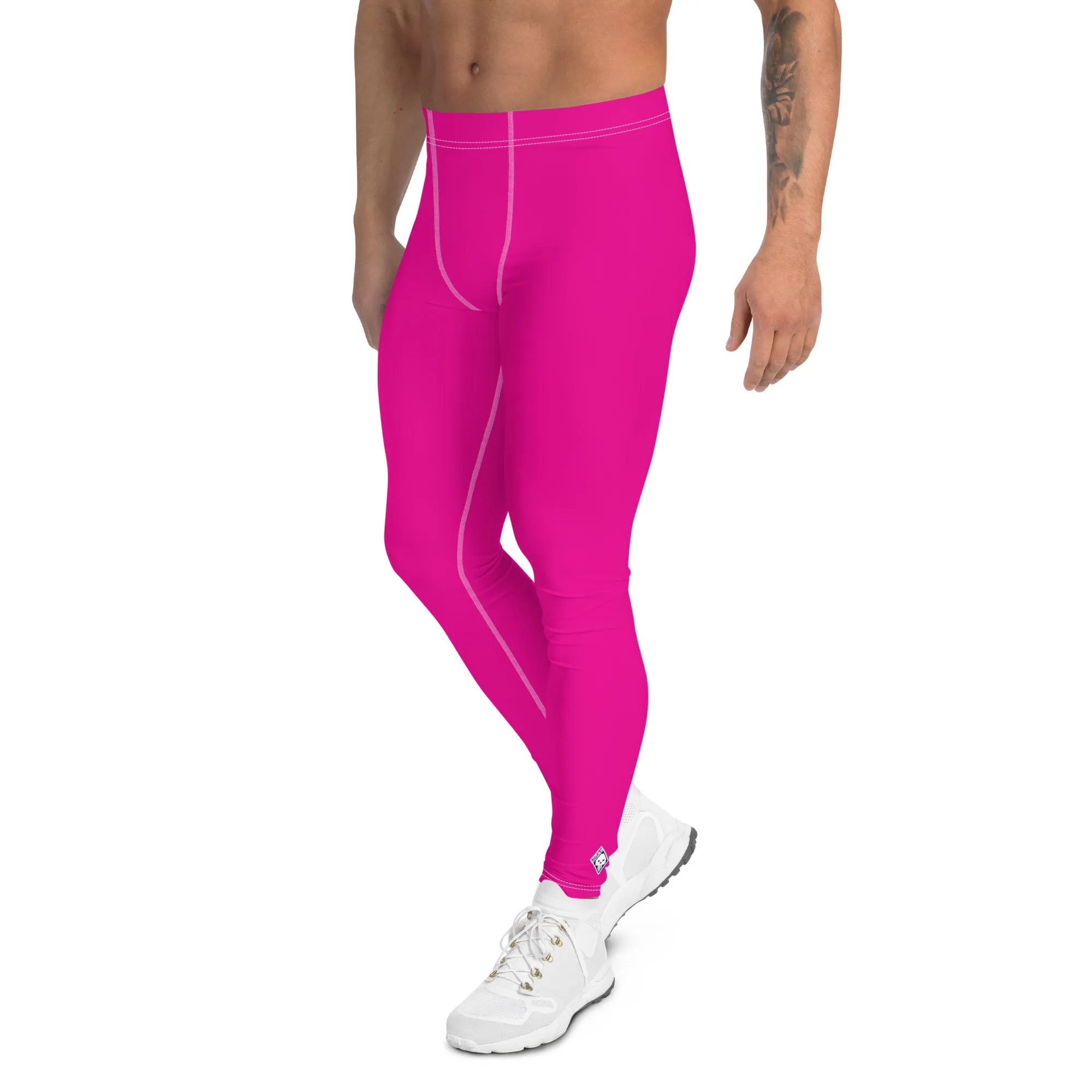 Chic Comfort: Men's Solid Color Workout Yoga Pants - Hollywood Cerise