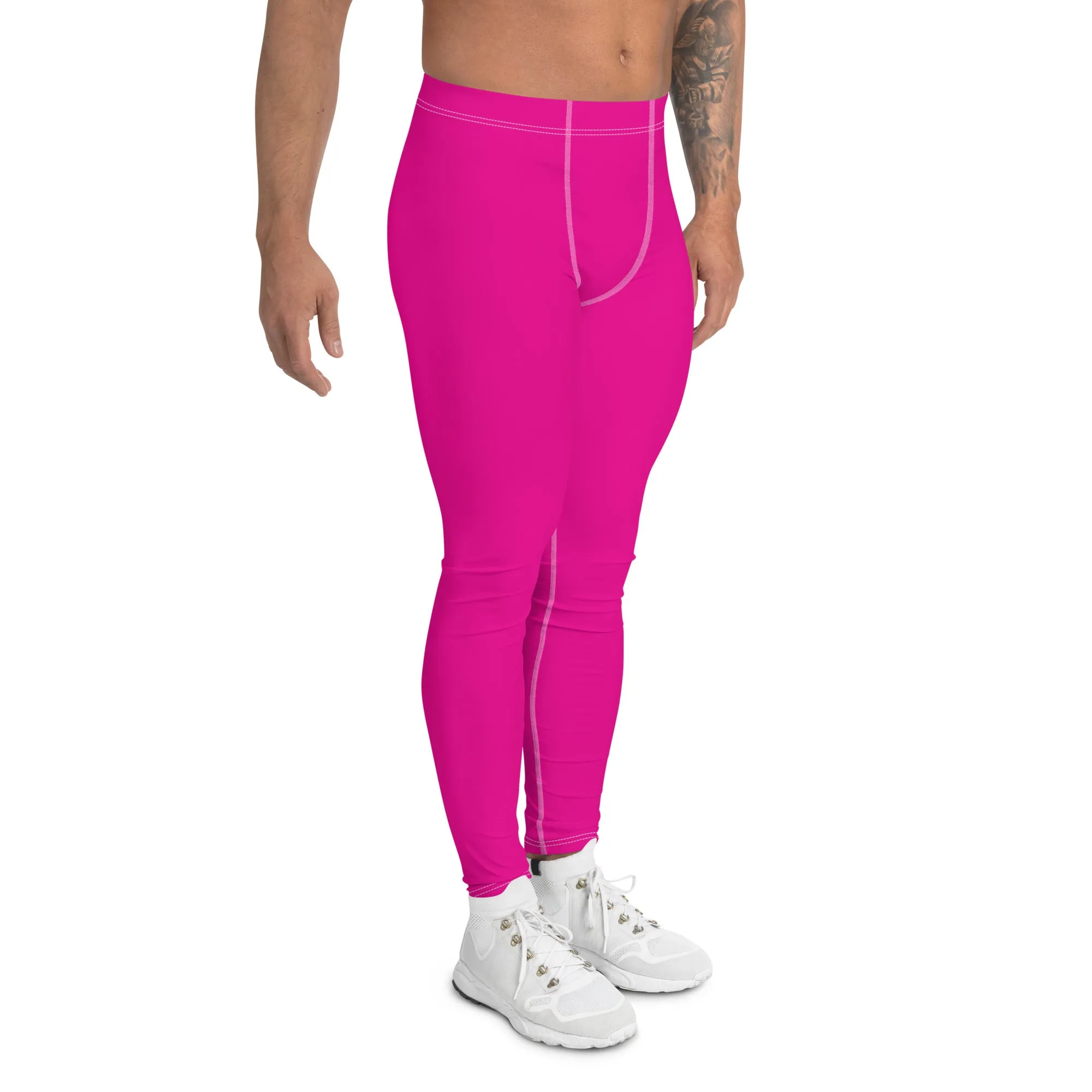 Chic Comfort: Men's Solid Color Workout Yoga Pants - Hollywood Cerise