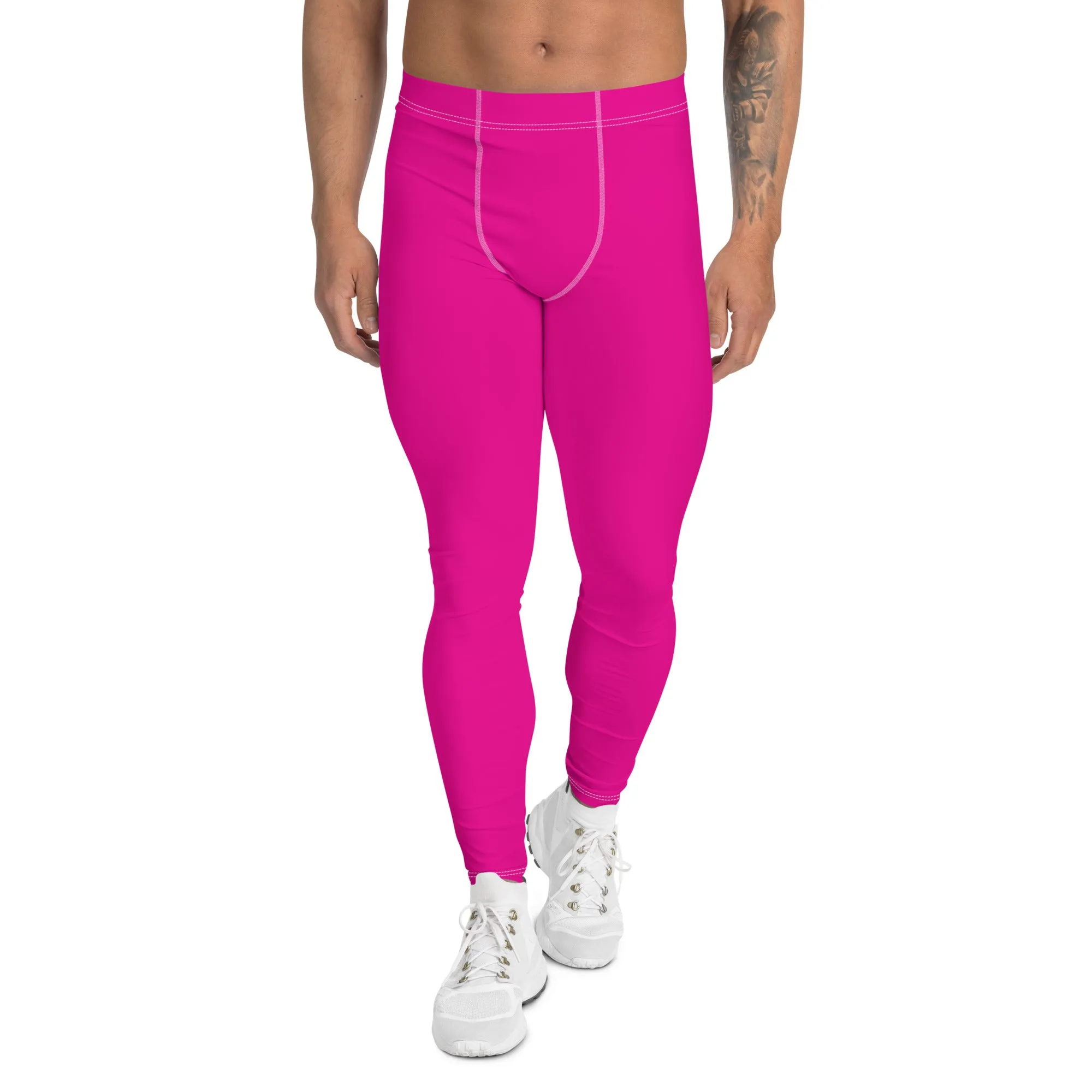 Chic Comfort: Men's Solid Color Workout Yoga Pants - Hollywood Cerise