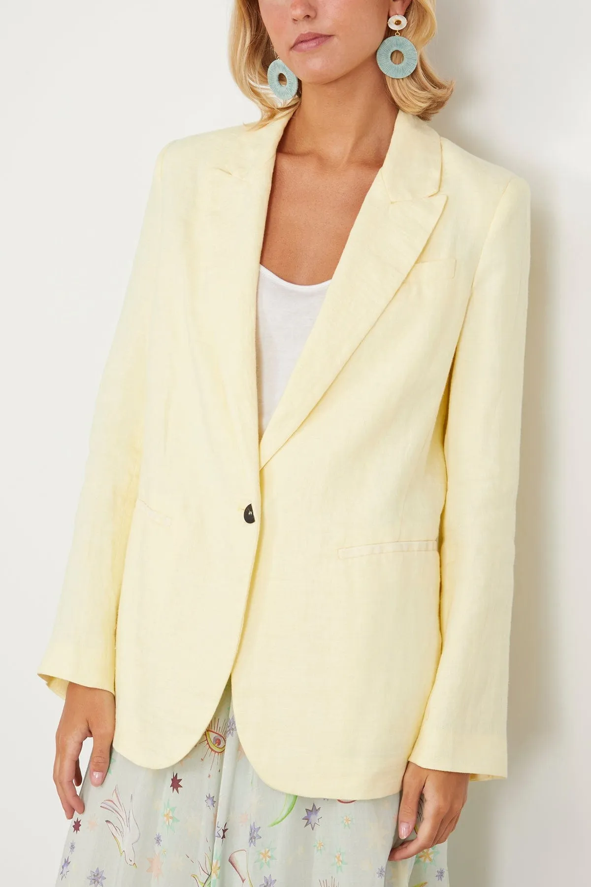 Chic Linen Herringbone Jacket in Luce