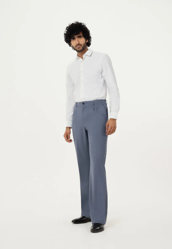 Chicago Blue Merino Wool Wide Fit Pants (Ali Fazal x Elle)