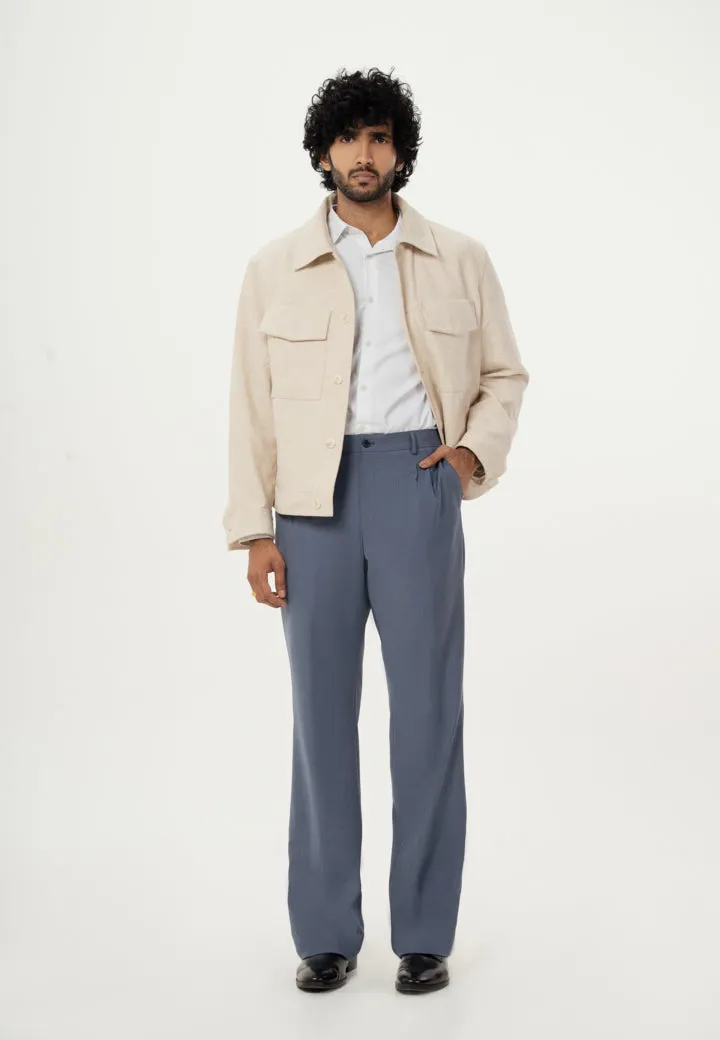 Chicago Blue Merino Wool Wide Fit Pants (Ali Fazal x Elle)