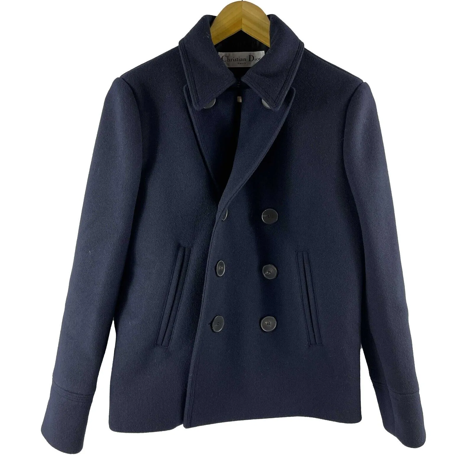 Christian Dior - Pristine - Solid Button Wool Peacoat - Navy - 36 - US 4 - Jacke