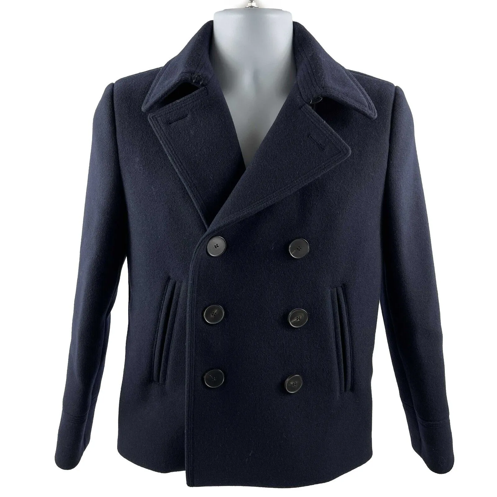 Christian Dior - Pristine - Solid Button Wool Peacoat - Navy - 36 - US 4 - Jacke