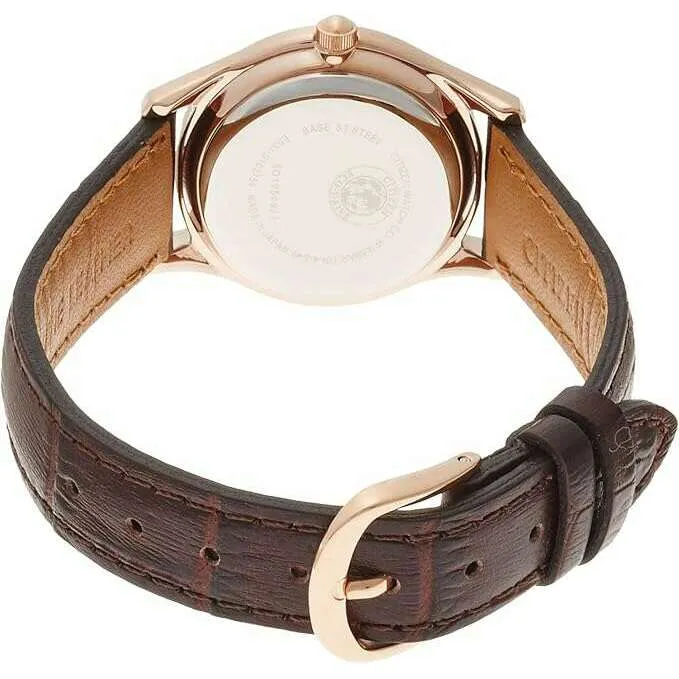 CITIZEN COLLECTION  ECO-DRIVE BROWN LEATHER STRAP SILVER DIAL LADIES WATCH EM0402-05A