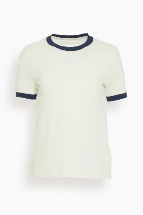 Classic Ringer Tee in Cream/Navy