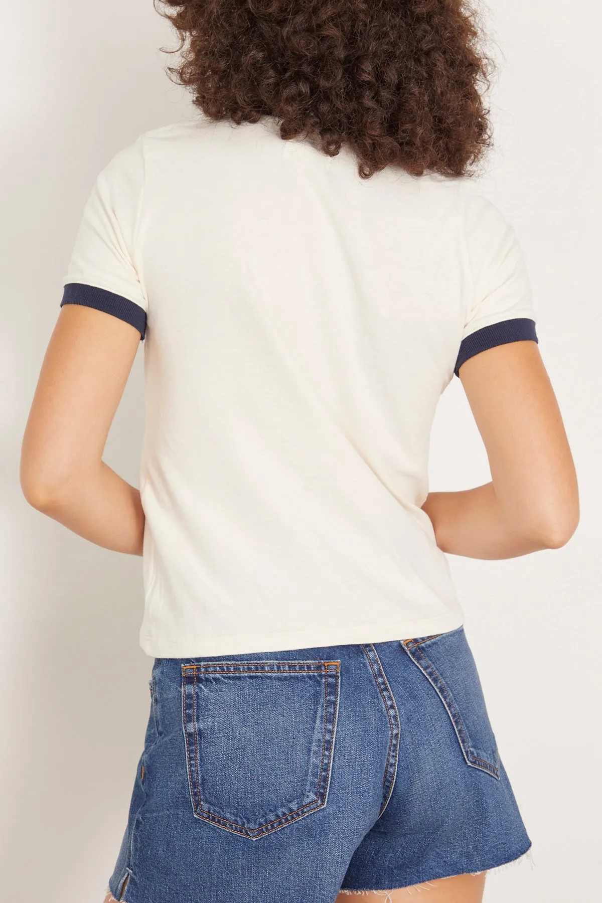 Classic Ringer Tee in Cream/Navy