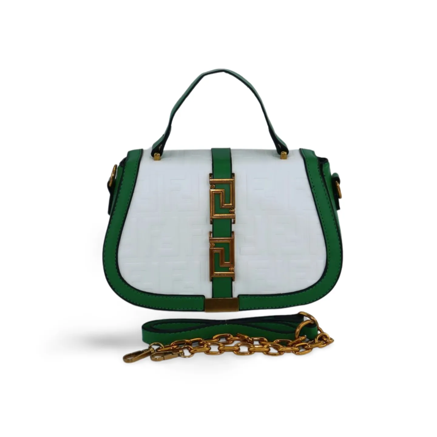 Classic Two-Tone Shoulder Bag with Chain Strap