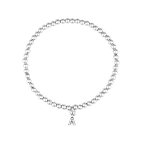 CLEAR CZ IDENTITY BRACELET SILVER - CHOOSE YOUR INITIAL