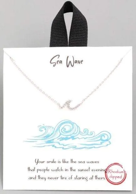 Cubic Zirconia Wave Necklace - Choose 14k filled or Sterling Silver Wave Necklace Chain Gold Silver Wave Necklace