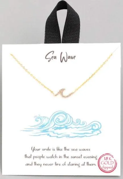 Cubic Zirconia Wave Necklace - Choose 14k filled or Sterling Silver Wave Necklace Chain Gold Silver Wave Necklace