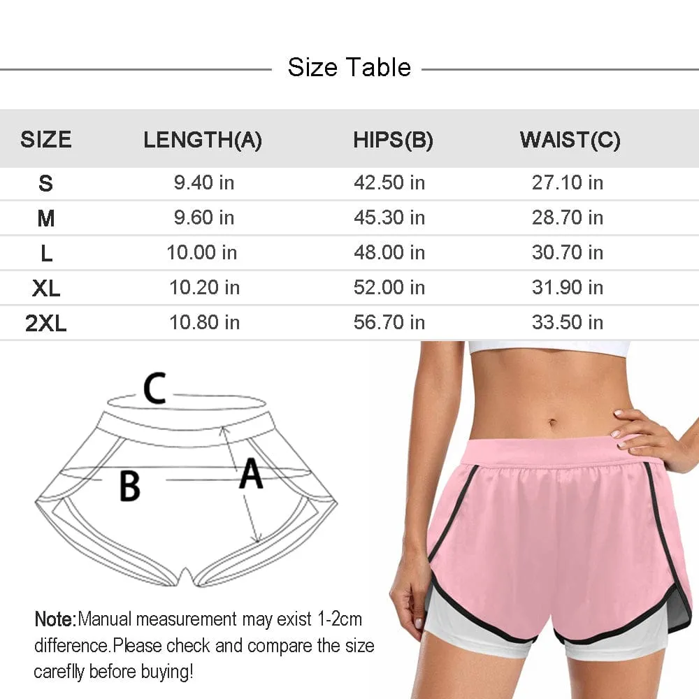 Custom Faces Swimming Ring Women's 2 in 1 Surfing & Beach Shorts Female Gym Fitness Shorts