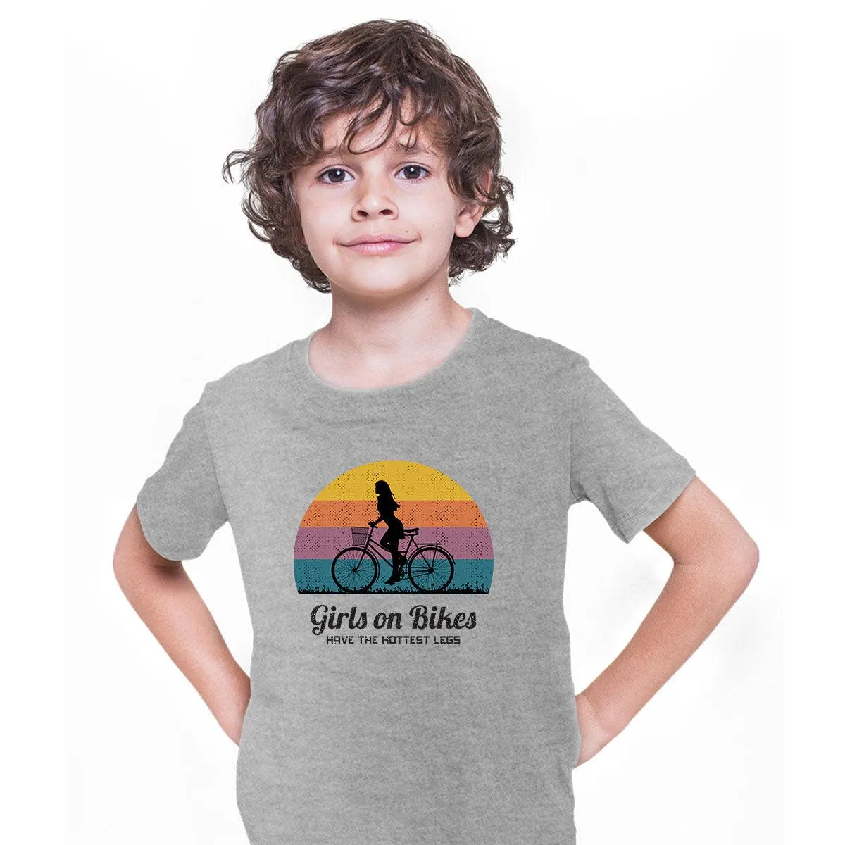 Cycling T-Shirt Girls on Bikes Hottest legs Bicycle Racer Road T-shirt for Kids