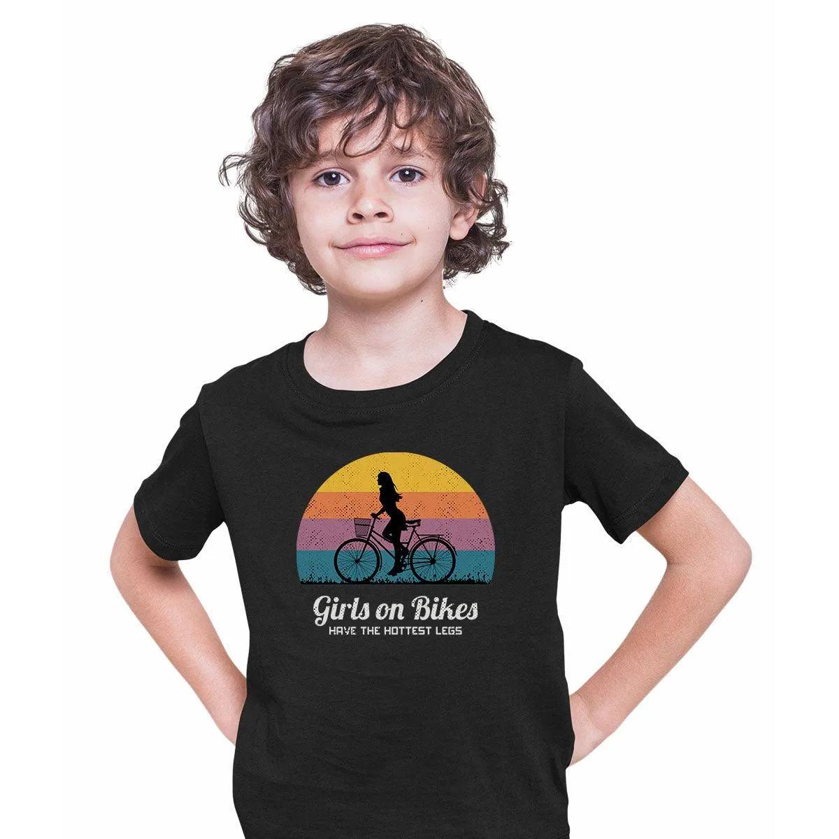 Cycling T-Shirt Girls on Bikes Hottest legs Bicycle Racer Road T-shirt for Kids