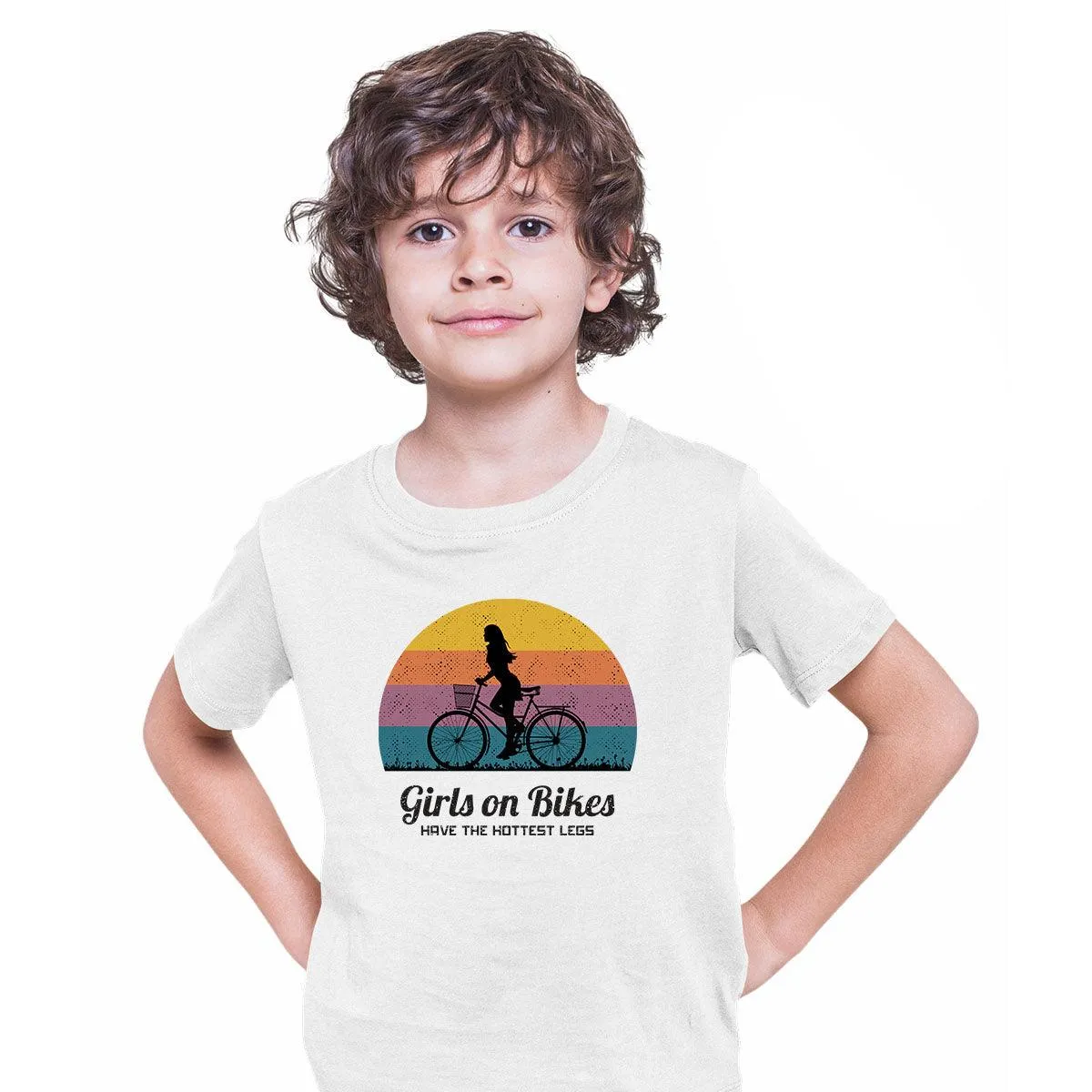 Cycling T-Shirt Girls on Bikes Hottest legs Bicycle Racer Road T-shirt for Kids