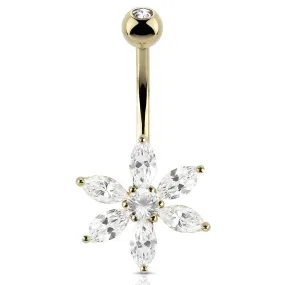 Daisy Flower Belly Ring in 14K Gold