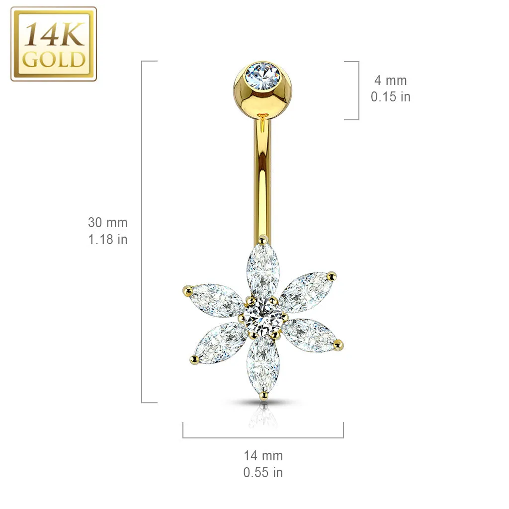 Daisy Flower Belly Ring in 14K Gold